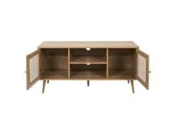 MAYA - Meuble TV 2 Portes Effet Bois Et Façades Rotin -Meubles Soldes Boutique meuble tv 9494179