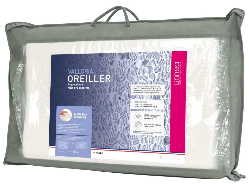 Oreiller Ergonomique 55x42 Cm VALLORIA Mousse à Mémoire De Forme Viscosoja 5 Oreiller Ergonomique 55x42 Cm VALLORIA Mousse à Mémoire De Forme Viscosoja – Image 3