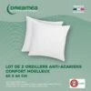 Lot De 2 Oreillers Traitement Anti-acariens Naturel Greencare - 60 X 60 Cm - 550 Gr - Blanc - Coton - AZYLIA 1 Lot De 2 Oreillers Traitement Anti-acariens Naturel Greencare - 60 X 60 Cm - 550 Gr - Blanc - Coton - AZYLIA -Meubles Soldes Boutique oreiller 8122371