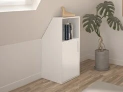 Meuble Sous Pente 1 Porte Et 1 Niche - Blanc - ADEZIO -Meubles Soldes Boutique petit rangement et accessoire chambre 22862171