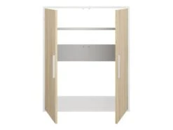 Meuble Sous Pente 6 Portes Et 2 Niches - Blanc Et Naturel - ADEZIO -Meubles Soldes Boutique petit rangement et accessoire chambre 22927971