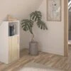 Meuble Sous Pente 1 Porte Et 1 Niche - Blanc Et Naturel - ADEZIO -Meubles Soldes Boutique petit rangement et accessoire chambre 22931679