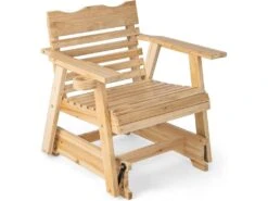 Fauteuil à Bascule De Jardin En Bois De Sapin, 80x81x87cm