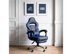 Fauteuil De Bureau Gamer Noir Et Bleu LINK - HAPPY GARDEN