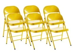 Lot De 6 Chaise Pliante En Métal Coloris Jaune - Longueur 46 X Profondeur 46 X Hauteur 87 Cm