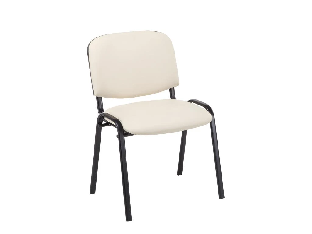 Chaise Visiteur Assise Rembourrée En Synthétique Crème BUR10072 3 Chaise Visiteur Assise Rembourrée En Synthétique Crème BUR10072