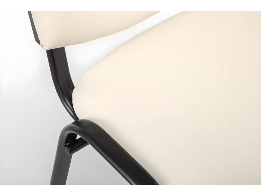 Chaise Visiteur Assise Rembourrée En Synthétique Crème BUR10072 6 Chaise Visiteur Assise Rembourrée En Synthétique Crème BUR10072 – Image 4