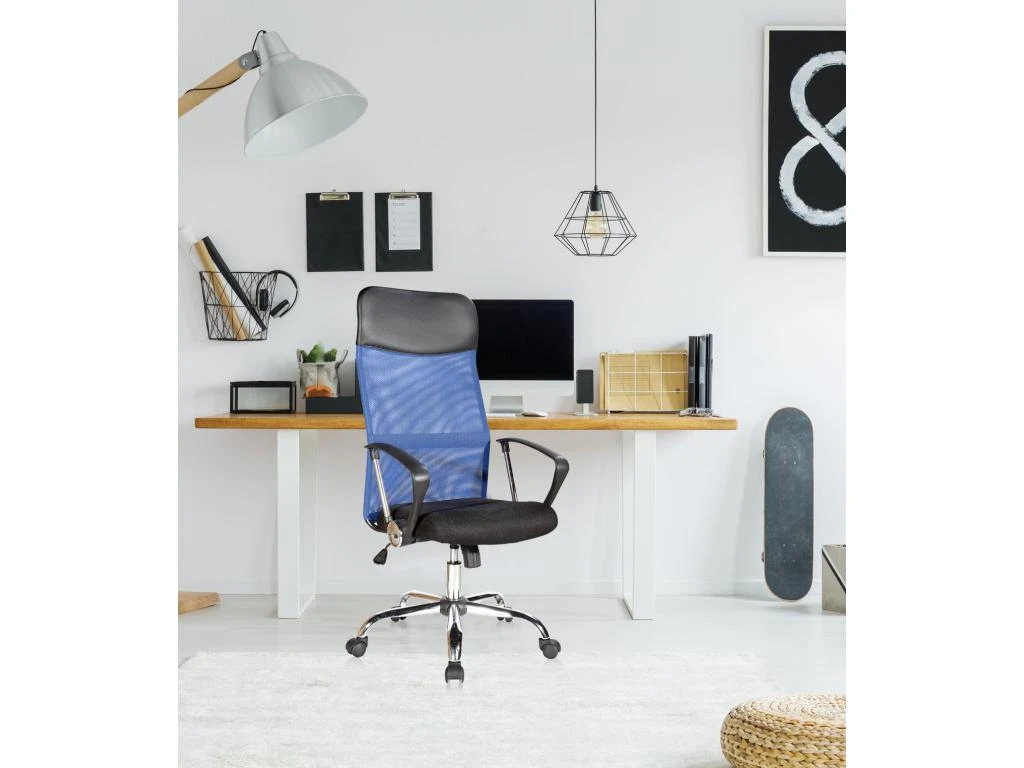 Chaise De Bureau Noir Bleu Tissu Respirant Pu 113 /123x57,5x58,5 3 Chaise De Bureau Noir Bleu Tissu Respirant Pu 113 /123x57,5x58,5