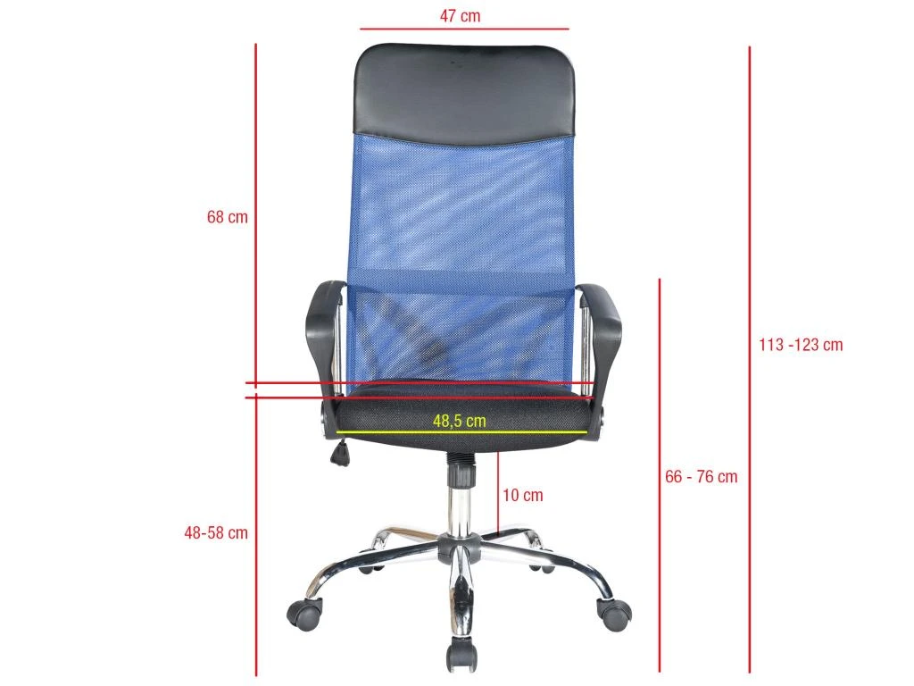 Chaise De Bureau Noir Bleu Tissu Respirant Pu 113 /123x57,5x58,5 6 Chaise De Bureau Noir Bleu Tissu Respirant Pu 113 /123x57,5x58,5 – Image 4