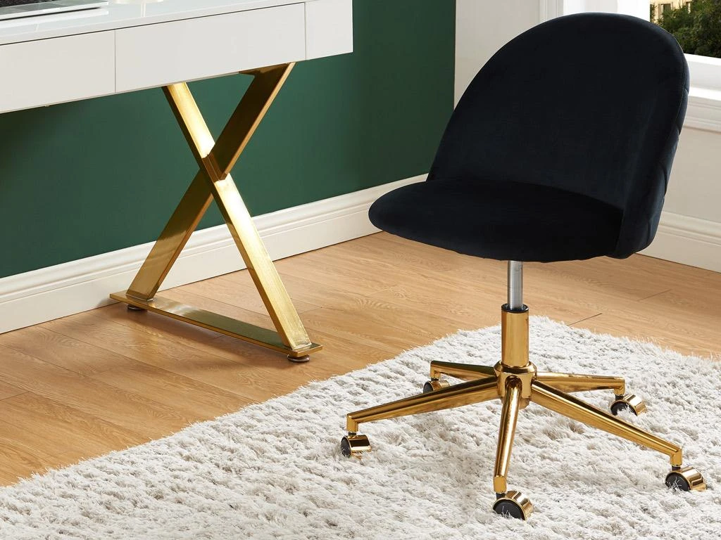 Chaise De Bureau - Velours - Noir - Hauteur Réglable - MELBOURNE 3 Chaise De Bureau - Velours - Noir - Hauteur Réglable - MELBOURNE