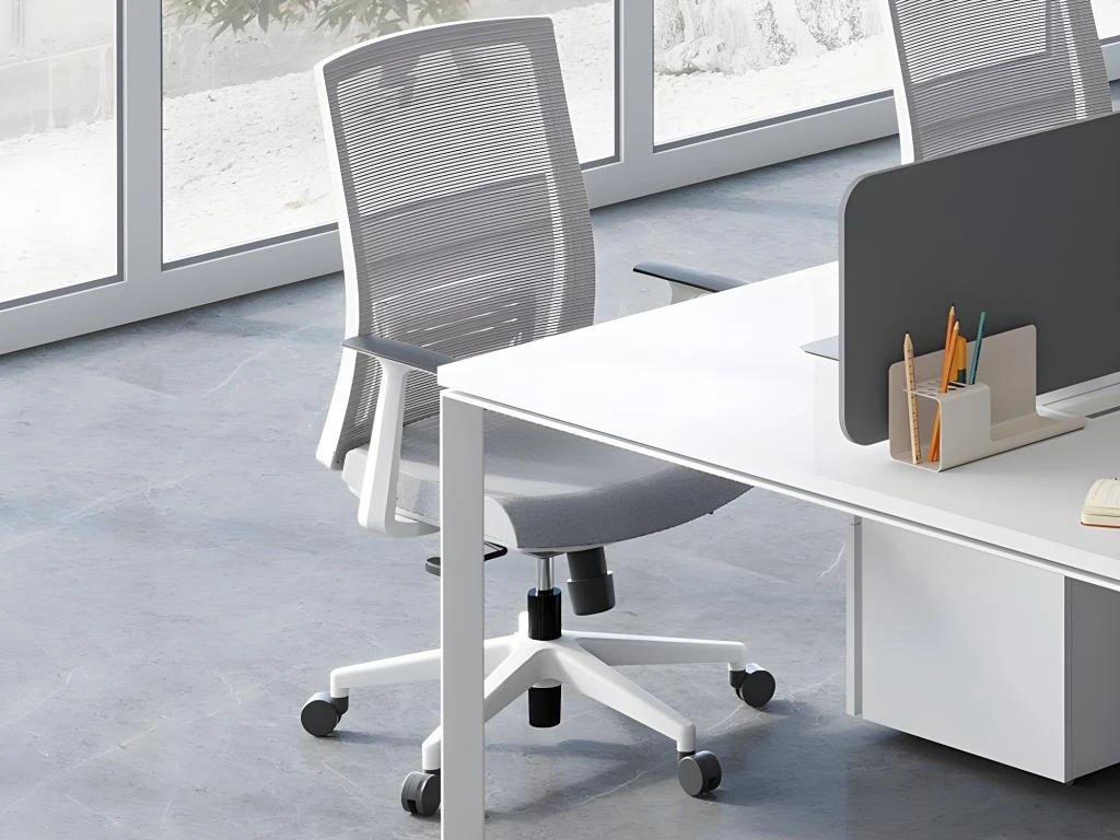 Fauteuil De Bureau Ergonomique Professionnel - Tissu Et Nylon - Gris Et Blanc - FURNIA 5 Fauteuil De Bureau Ergonomique Professionnel - Tissu Et Nylon - Gris Et Blanc - FURNIA – Image 3