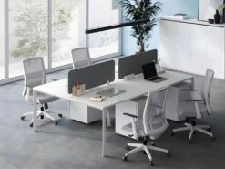 Fauteuil De Bureau Ergonomique Professionnel - Tissu Et Nylon - Gris Et Blanc - FURNIA