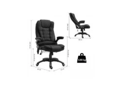 Fauteuil De Bureau Massant & Chauffant Clara Toile De Lin Noir -Meubles Soldes Boutique siege de bureau 19172969