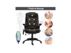 Fauteuil De Bureau Massant & Chauffant Clara Toile De Lin Noir -Meubles Soldes Boutique siege de bureau 19172971