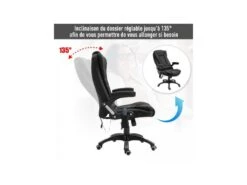 Fauteuil De Bureau Massant & Chauffant Clara Toile De Lin Noir -Meubles Soldes Boutique siege de bureau 19172981