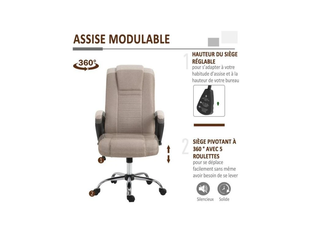 Fauteuil De Bureau RAPHY Beige 6 Fauteuil De Bureau RAPHY Beige â Image 4