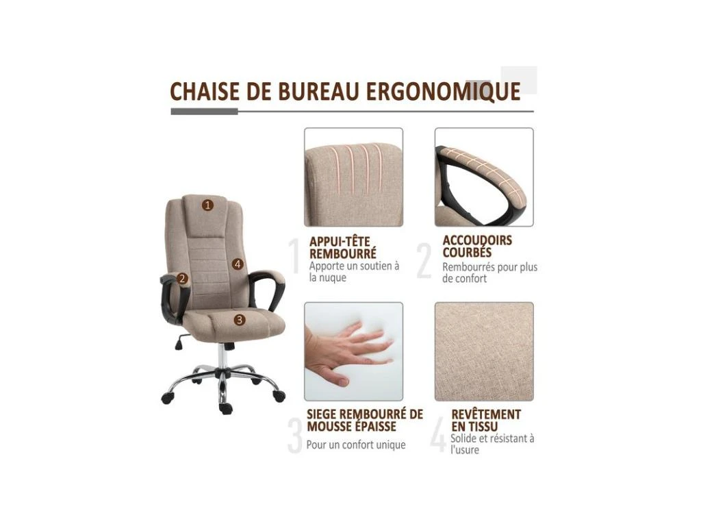 Fauteuil De Bureau RAPHY Beige 8 Fauteuil De Bureau RAPHY Beige â Image 6