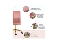 Chaise De Bureau EMILY Rose Poudré -Meubles Soldes Boutique siege de bureau 19173879