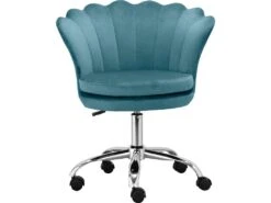 Chaise De Bureau Rembourrée En Velours Bleu