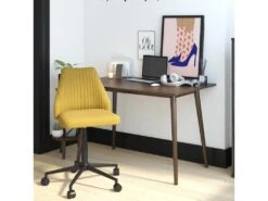 Chaise De Bureau En Lin Moutarde -Meubles Soldes Boutique siege de bureau 21701071