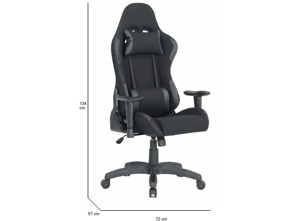 Chaise De Jeu Daren, Fauteuil De Jeu Pour Adultes, Chaise De Bureau, 57x72h124/134 Cm, Noir 3 Chaise De Jeu Daren, Fauteuil De Jeu Pour Adultes, Chaise De Bureau, 57x72h124/134 Cm, Noir