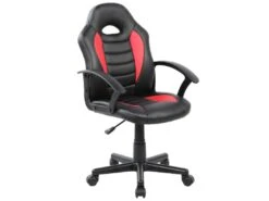 Chaise De Jeu Dfaraon, Fauteuil De Jeu Pour Enfants, Chaise De Bureau, 56x55h89/100 Cm, Noir Et Rouge