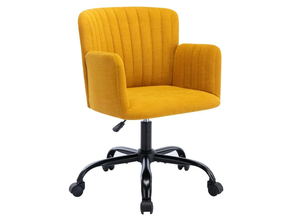 Chaise De Bureau - Tissu - Jaune - Hauteur Réglable - TOARA 4 Chaise De Bureau - Tissu - Jaune - Hauteur Réglable - TOARA – Image 2