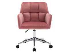 Chaise De Bureau - Velours - Rose - Hauteur Réglable - PEGA -Meubles Soldes Boutique siege de bureau 512321