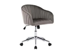 Chaise De Bureau - Velours - Gris - Hauteur Réglable - TOSILI 12 Chaise De Bureau - Velours - Gris - Hauteur Réglable - TOSILI -Meubles Soldes Boutique siege de bureau 5335433
