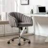 Chaise De Bureau - Velours - Gris - Hauteur Réglable - TOSILI -Meubles Soldes Boutique siege de bureau 5335441