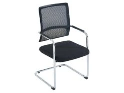 Chaise De Réunion Professionnelle - Tissu Et Métal Chromé - Noir - MARUNOUCHI -Meubles Soldes Boutique siege de bureau 751449