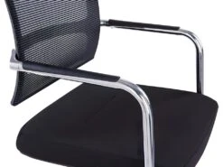 Chaise De Réunion Professionnelle - Tissu Et Métal Chromé - Noir - MARUNOUCHI -Meubles Soldes Boutique siege de bureau 751453
