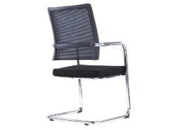 Chaise De Réunion Professionnelle - Tissu Et Métal Chromé - Noir - MARUNOUCHI -Meubles Soldes Boutique siege de bureau 751461