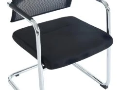Chaise De Réunion Professionnelle - Tissu Et Métal Chromé - Noir - MARUNOUCHI -Meubles Soldes Boutique siege de bureau 751473