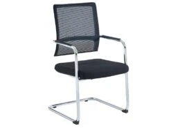 Chaise De Réunion Professionnelle - Tissu Et Métal Chromé - Noir - MARUNOUCHI -Meubles Soldes Boutique siege de bureau 751479