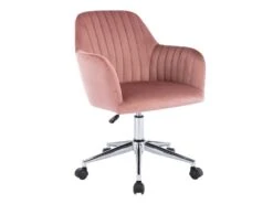 Chaise De Bureau - Velours - Rose - Hauteur Réglable - ELEANA 12 Chaise De Bureau - Velours - Rose - Hauteur Réglable - ELEANA -Meubles Soldes Boutique siege de bureau 8025365