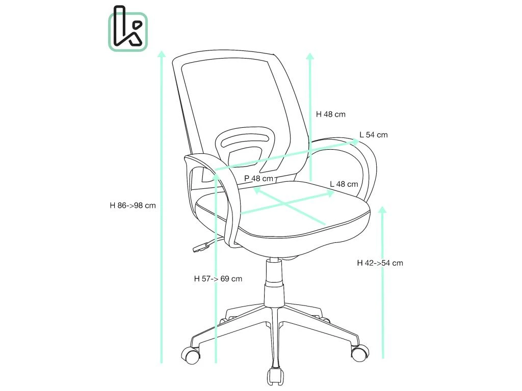 Chaise De Bureau Ergonomique Pivotante Réglable Haut Bas FLAG-E (Noir Bleu) 4 Chaise De Bureau Ergonomique Pivotante Réglable Haut Bas FLAG-E (Noir Bleu) – Image 2