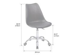 Chaise De Bureau Réglable En Hauteur Grise ANNE - HAPPY GARDEN -Meubles Soldes Boutique siege de bureau 9552521