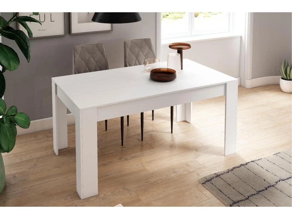 Table De Salle à Manger De 140cm Extensible 200cm, Couleur Blanc Mat, 90x140/200x76.1cm 4 Table De Salle à Manger De 140cm Extensible 200cm, Couleur Blanc Mat, 90x140/200x76.1cm – Image 2