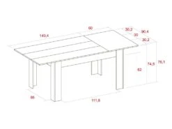 Table De Salle à Manger De 140cm Extensible 200cm, Couleur Blanc Mat, 90x140/200x76.1cm 9 Table De Salle à Manger De 140cm Extensible 200cm, Couleur Blanc Mat, 90x140/200x76.1cm -Meubles Soldes Boutique table a manger 10035577