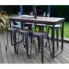 NEVADA - Ensemble Haut 180 Cm Bois Massif Foncé Et Acier -Meubles Soldes Boutique table a manger 10036317