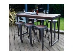 NEVADA - Ensemble Haut 180 Cm Bois Massif Foncé Et Acier