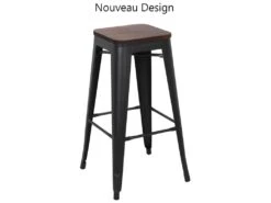 NEVADA - Ensemble Haut 180 Cm Bois Massif Foncé Et Acier -Meubles Soldes Boutique table a manger 10036323