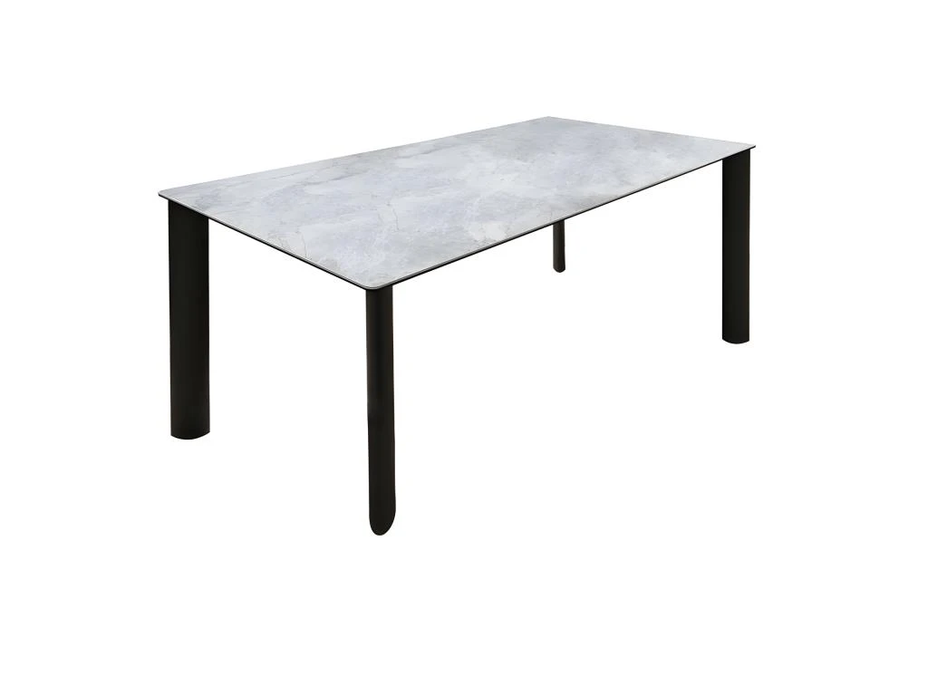 Table De Repas 175 Cm En Céramique Gris Marbré Et Pieds Métal - TULYNE 3 Table De Repas 175 Cm En Céramique Gris Marbré Et Pieds Métal - TULYNE