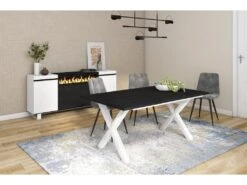 Table à Manger, 8 Personnes, 170, Robuste Et Stable, Structure Et Pieds Solides, Noir -Meubles Soldes Boutique table a manger 12578857