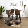 TIANO - Ensemble Table Haute Effet Bois + 4 Tabourets Camel -Meubles Soldes Boutique table a manger 12600063