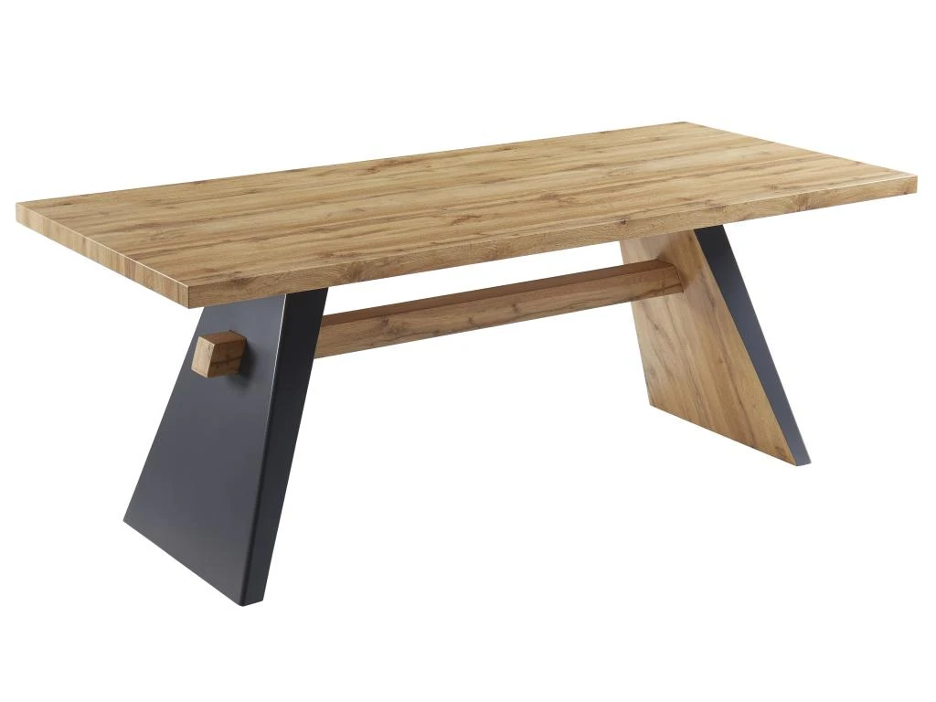 Table à Manger 8 Couverts En MDF - Naturel Et Anthracite - MILATU 6 Table à Manger 8 Couverts En MDF - Naturel Et Anthracite - MILATU – Image 4