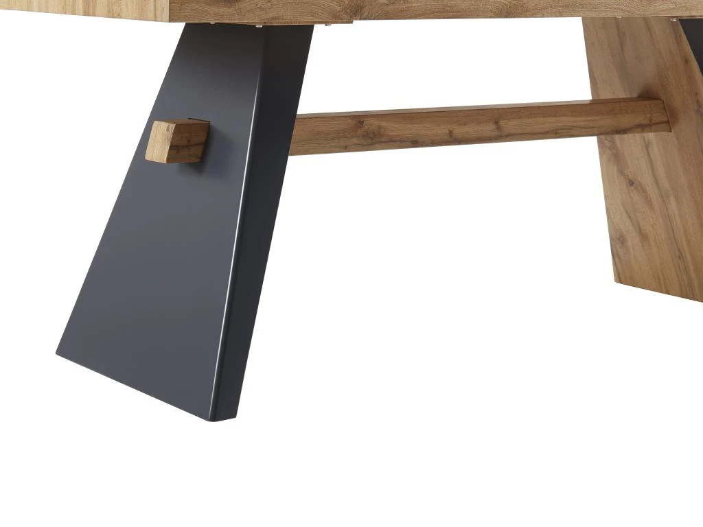 Table à Manger 8 Couverts En MDF - Naturel Et Anthracite - MILATU 7 Table à Manger 8 Couverts En MDF - Naturel Et Anthracite - MILATU – Image 5