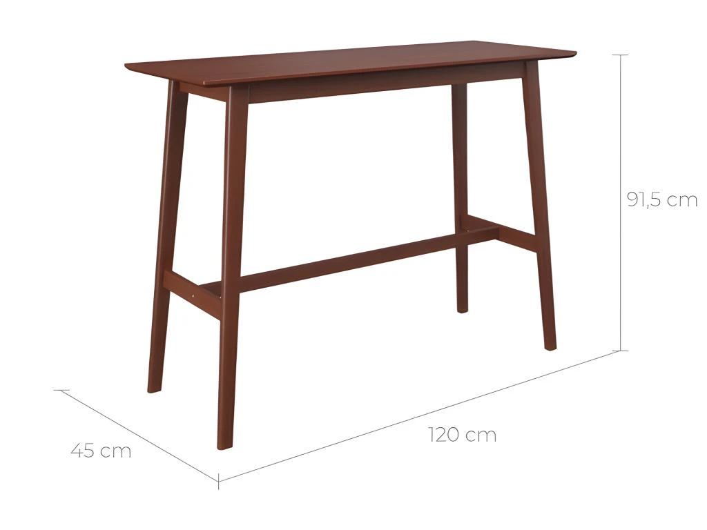Table De Bar Rectangulaire Buvette 4 Personnes En Bois Foncé 120 Cm 4 Table De Bar Rectangulaire Buvette 4 Personnes En Bois Foncé 120 Cm – Image 2
