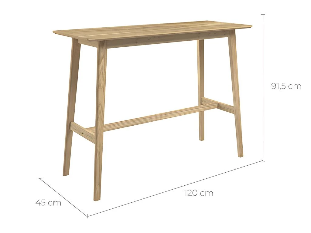 Table De Bar Rectangulaire Buvette 4 Personnes En Bois Clair 120 Cm 5 Table De Bar Rectangulaire Buvette 4 Personnes En Bois Clair 120 Cm – Image 3